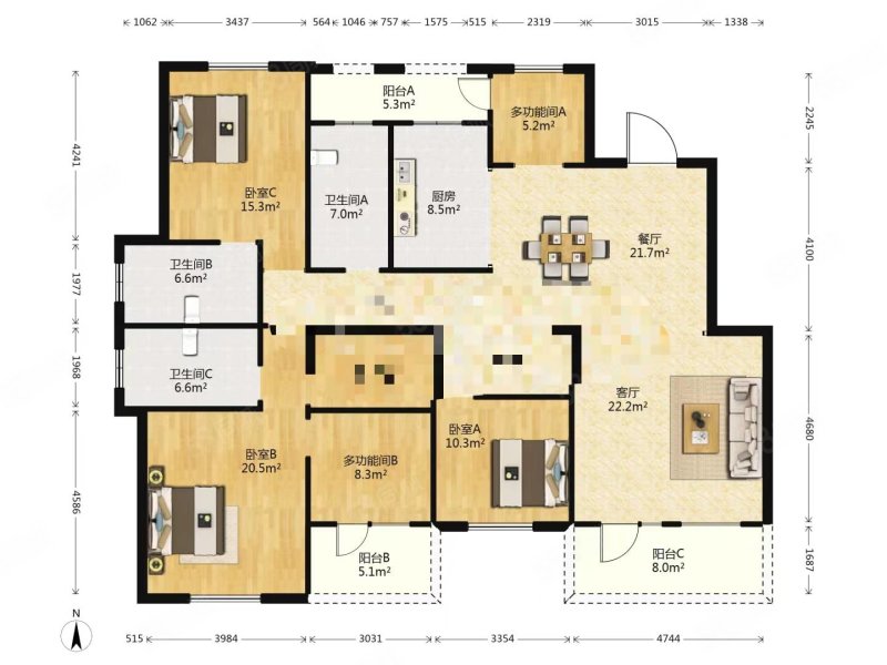 中建洋房壹号(35-52号楼)6室3厅3卫256㎡南北440万