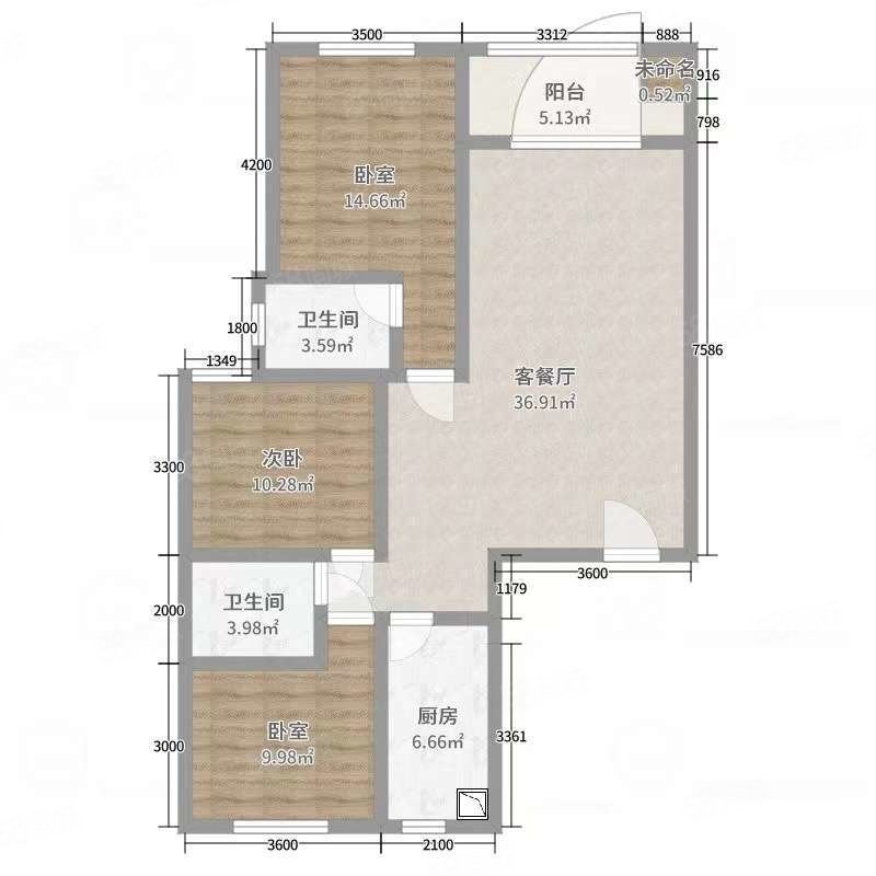 怡园小区3室2厅2卫134㎡南北85万