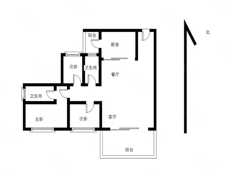 虎门印象3室2厅2卫97.54㎡南北180万