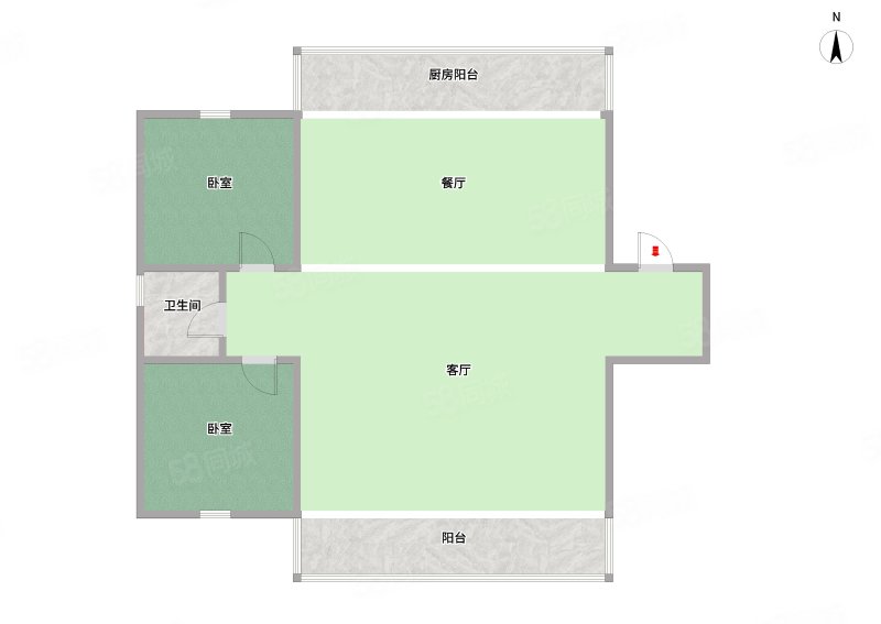 教师花园2室2厅1卫123.59㎡南北75万