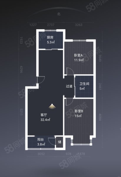 怀远小区2室2厅1卫89㎡南北48万