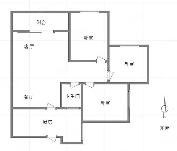 仁安龙城国际(二期)3室2厅1卫76㎡南北102万