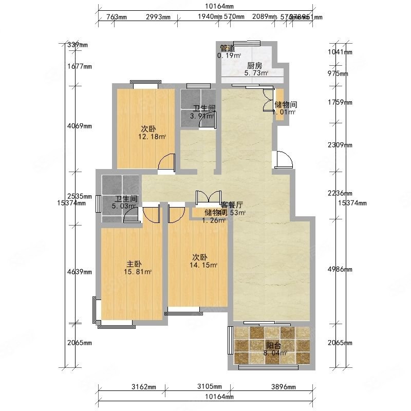 如意花园3室2厅2卫142㎡南110万