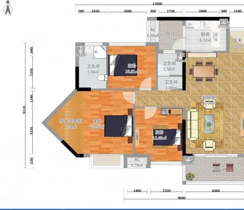 雅郡花园新港东路48号3室2厅2卫1141平方米