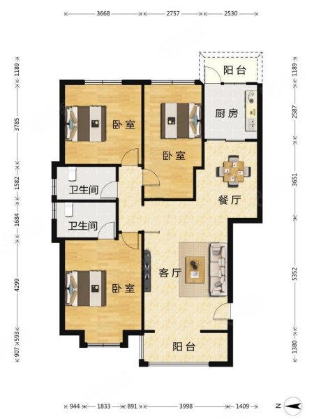 水晶湖郡(一期公寓)3室2厅2卫128㎡南410万