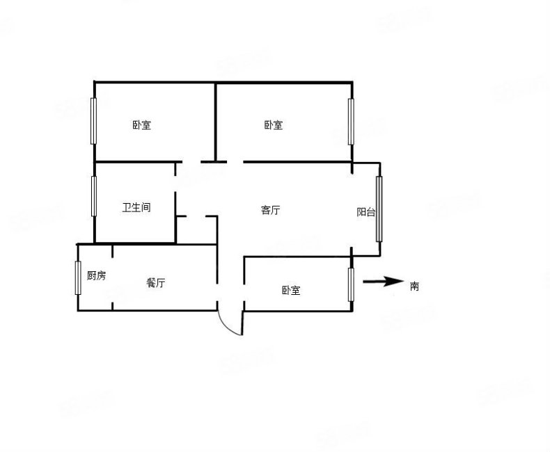 云南师范大学宿舍3室2厅1卫65㎡南北132万