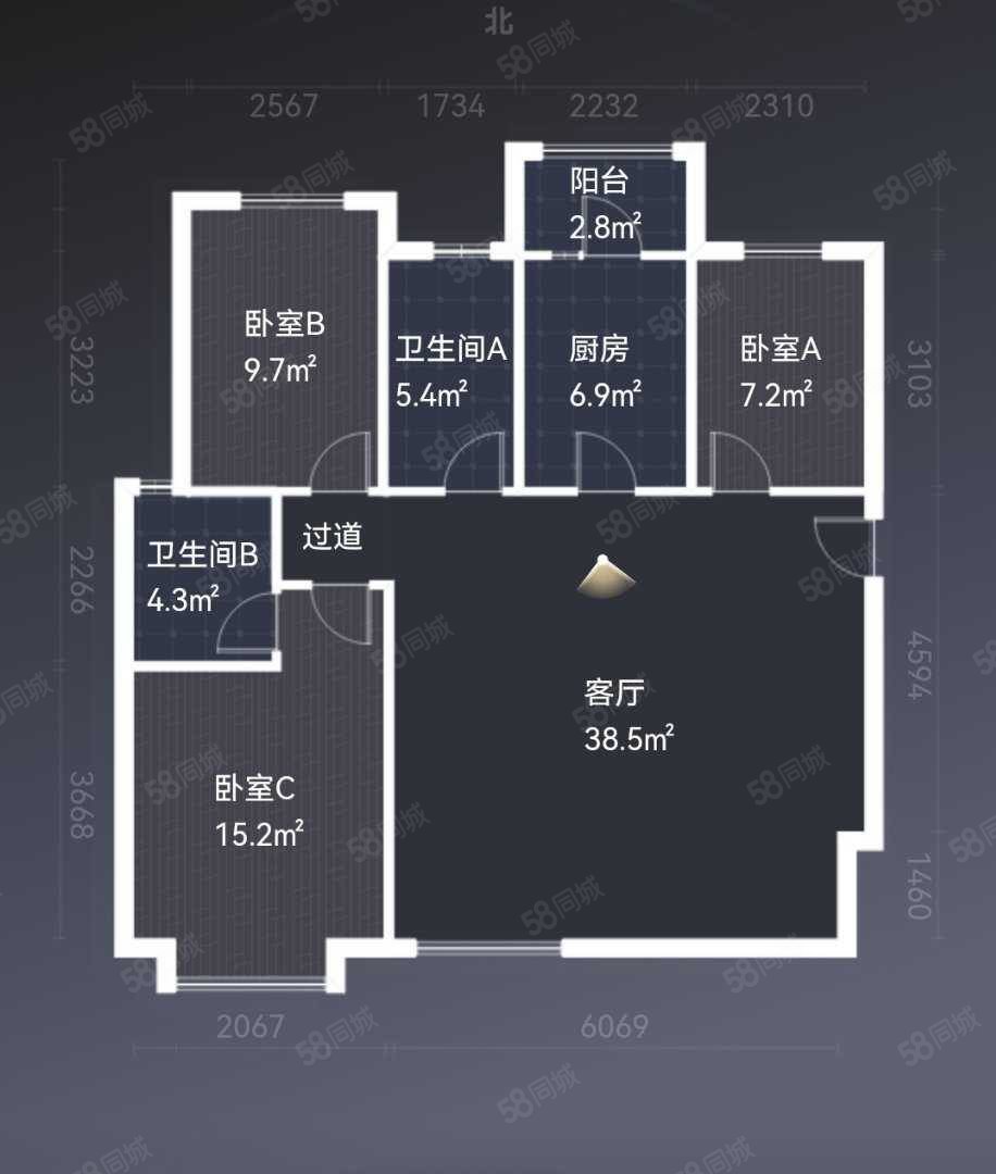 融创玖园3室2厅2卫125㎡南北112.5万