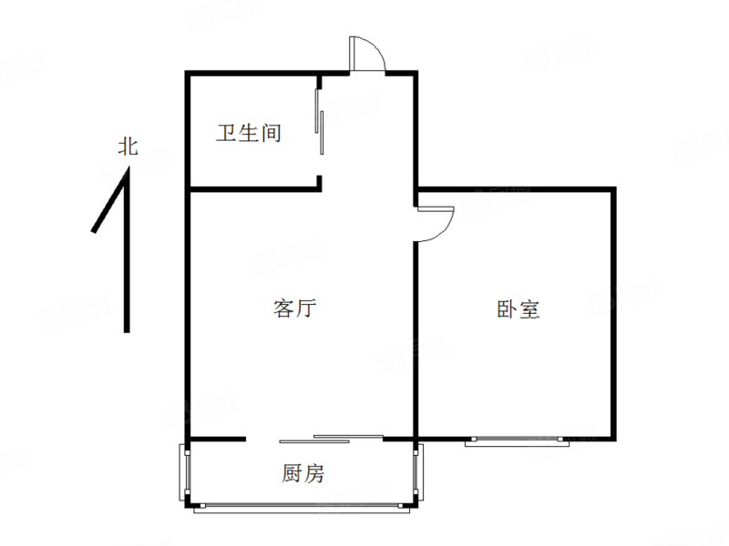 珠林小区1室1厅1卫42㎡南32万