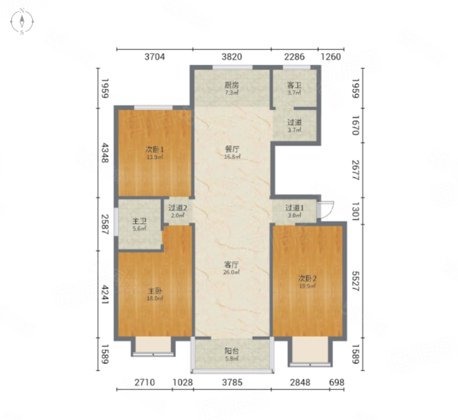 东方家园3室2厅2卫143㎡南北110万