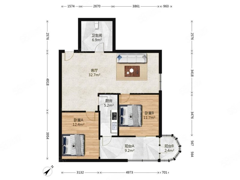 莲花小区2室1厅1卫110.08㎡东南800万