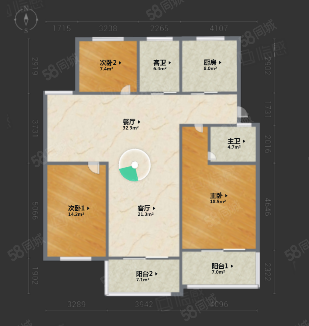 兴裕新村3室2厅2卫115.68㎡南278万