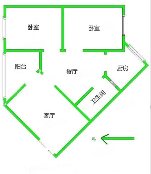 天鹅南区2室2厅1卫78.01㎡南北55万