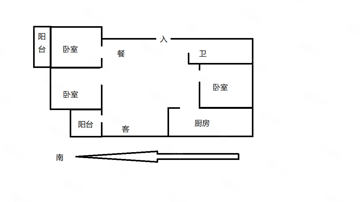 新海家园(B区)3室2厅1卫94.68㎡南99.8万