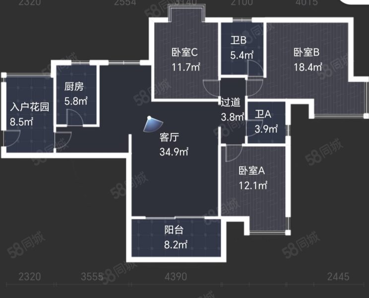 骏逸新视界3室2厅2卫131㎡南北130万