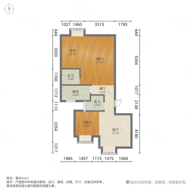 江滨观邸3室2厅2卫108㎡南北149万