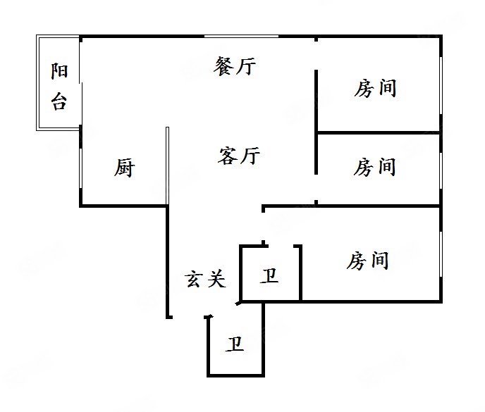 豪贤路小区3室2厅1卫95㎡南北363万