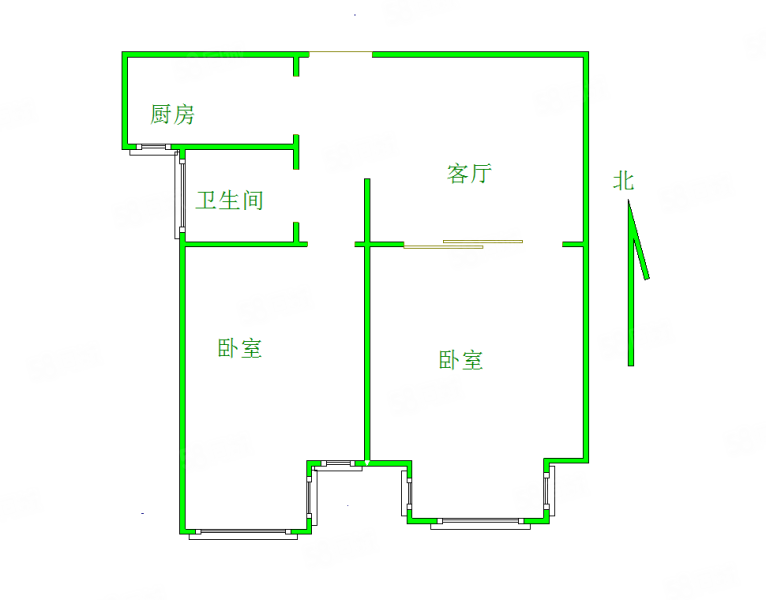 颐和文园2室2厅1卫79.2㎡南北85万