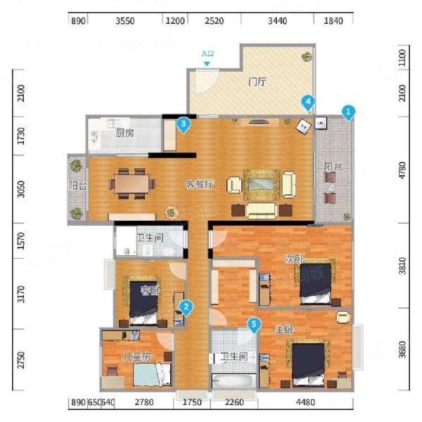 新家园山城上品4室2厅2卫167.22㎡南北78万