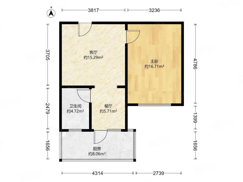 工农路建行宿舍1室1厅1卫64.57㎡南69.8万