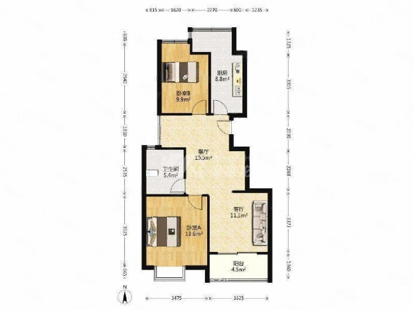 嘉怡水岸电梯房 南北通透 精装修 电梯两房