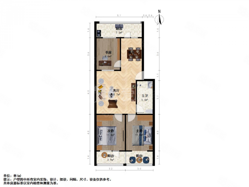 太原刚玉五机生活二区3室2厅1卫95㎡南北80万