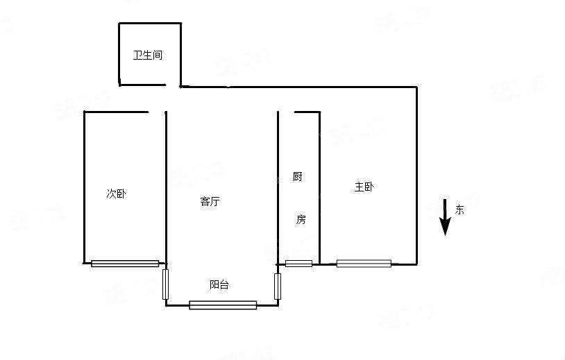 国拓投资公司宿舍2室2厅1卫77㎡东225万