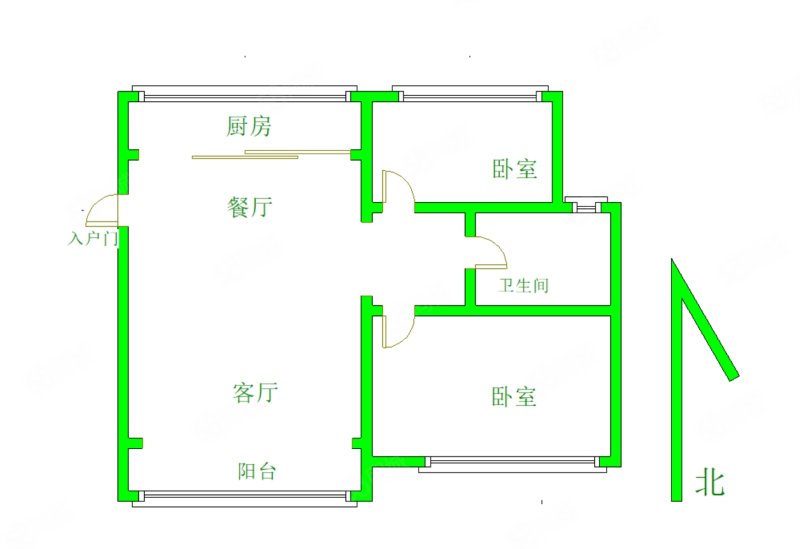 鼎峰北欧阳光2室2厅1卫78㎡南北59.8万