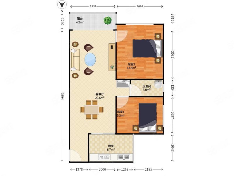 滢水山庄(一区)2室2厅1卫73.16㎡南0万