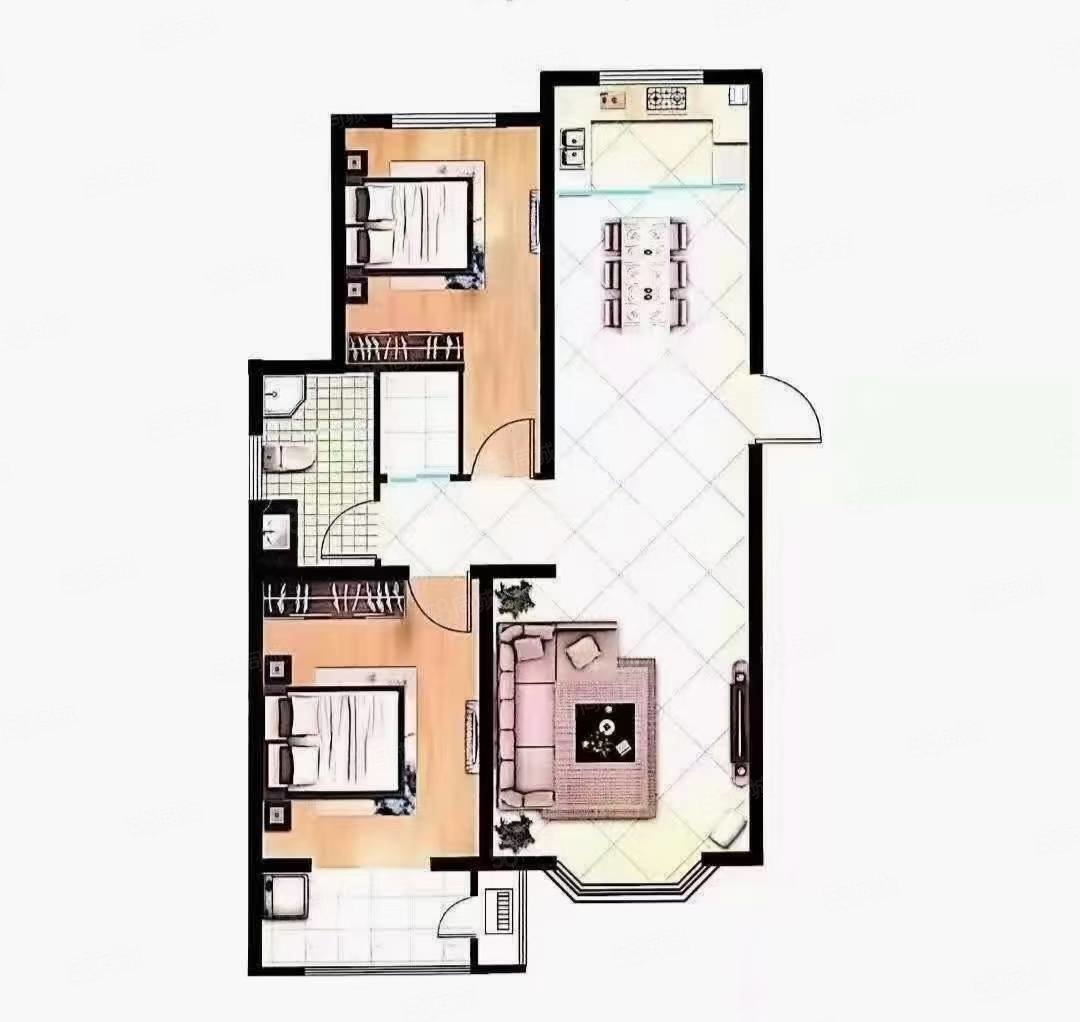 建兴生活小区2室2厅1卫100㎡南北58万