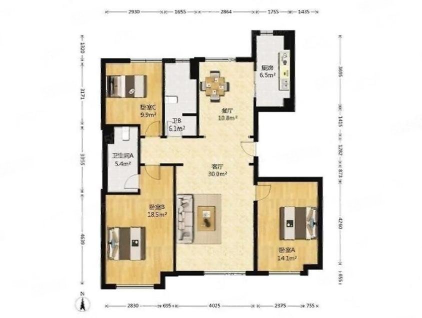 亿城燕西华府3室2厅2卫138㎡南北499万