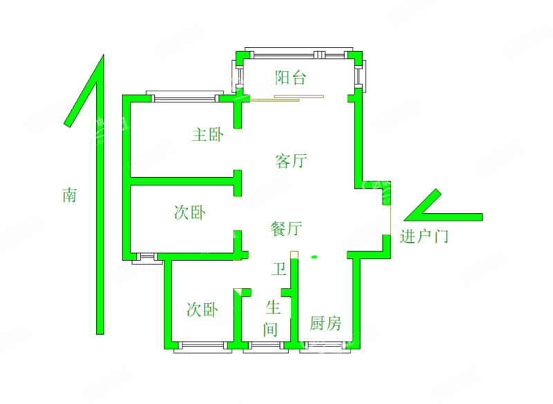 盛世豪园3室2厅1卫106㎡南北118.8万