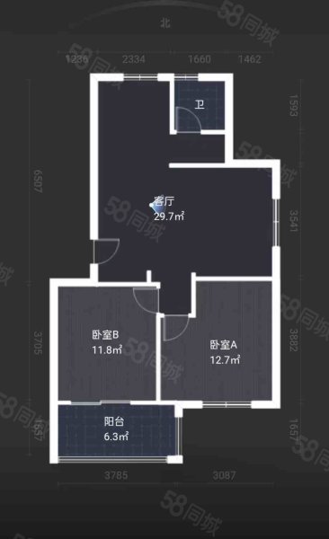 北城春色2室2厅1卫76㎡南129万