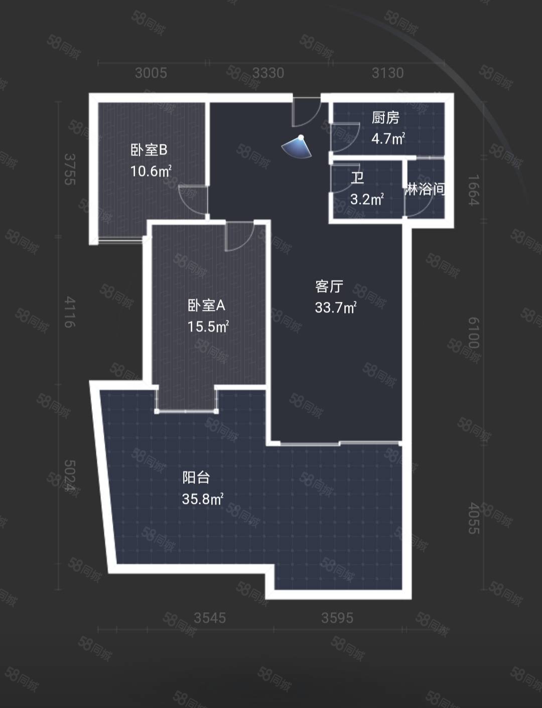 中房名邸2室2厅1卫91.68㎡南北68万