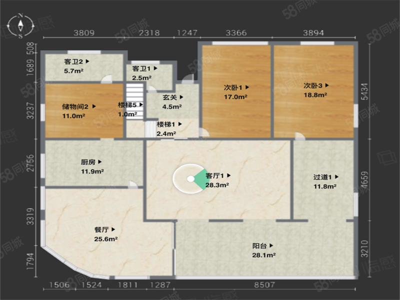 王府花园5室2厅3卫220㎡南北1280万