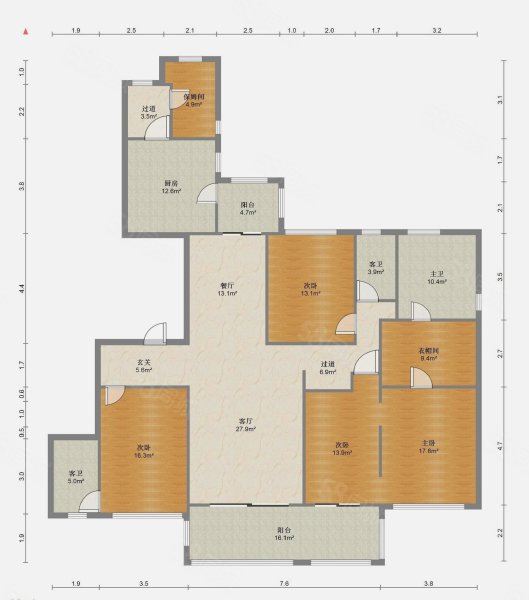 春申景城MIDTOWN5室2厅3卫248.17㎡南北1600万