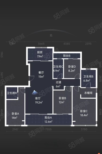 堂樾庄4室2厅3卫165㎡南北320万