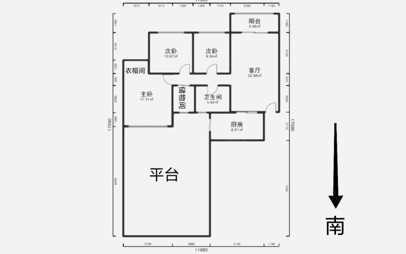 三好名苑3室2厅1卫101㎡南北400万