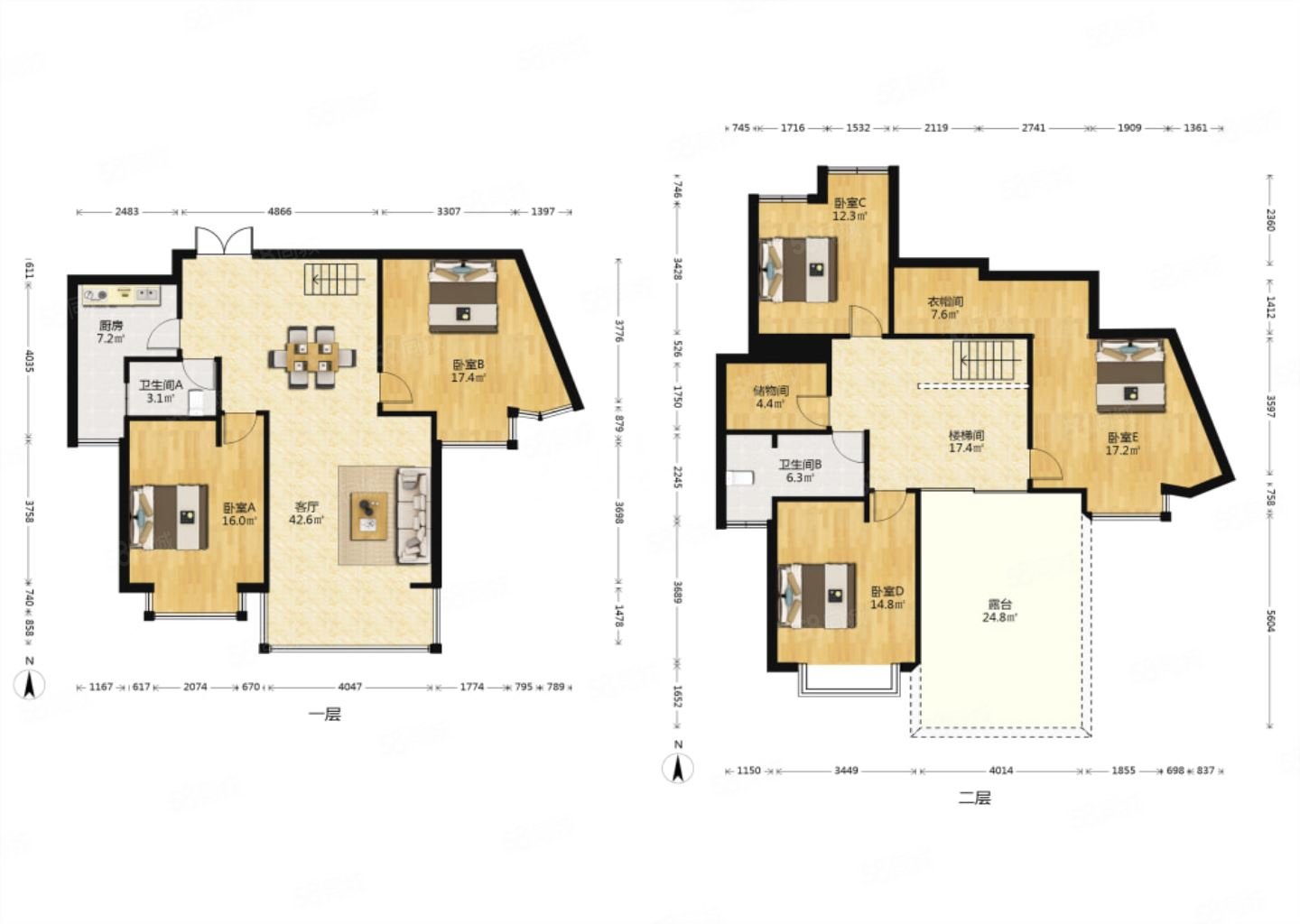 贝地卢加诺4室2厅2卫169.21㎡南北109万