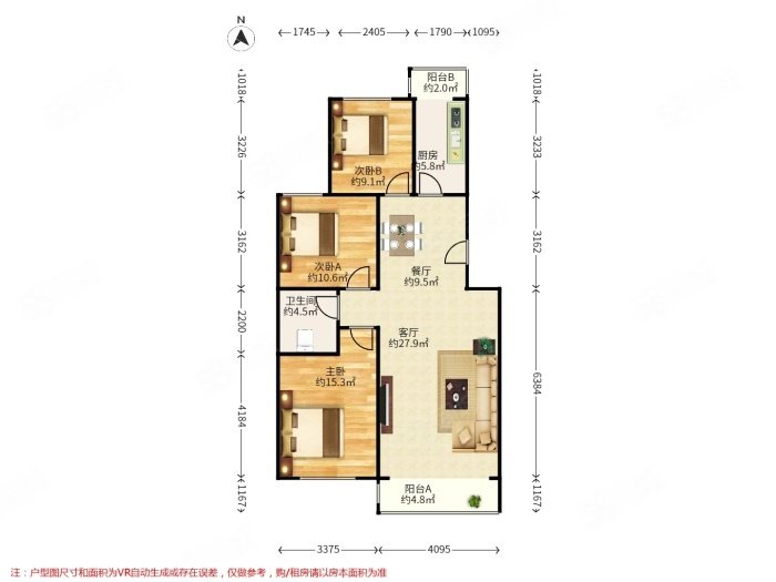 港馨家园(西区)3室1厅1卫113.8㎡南北296万