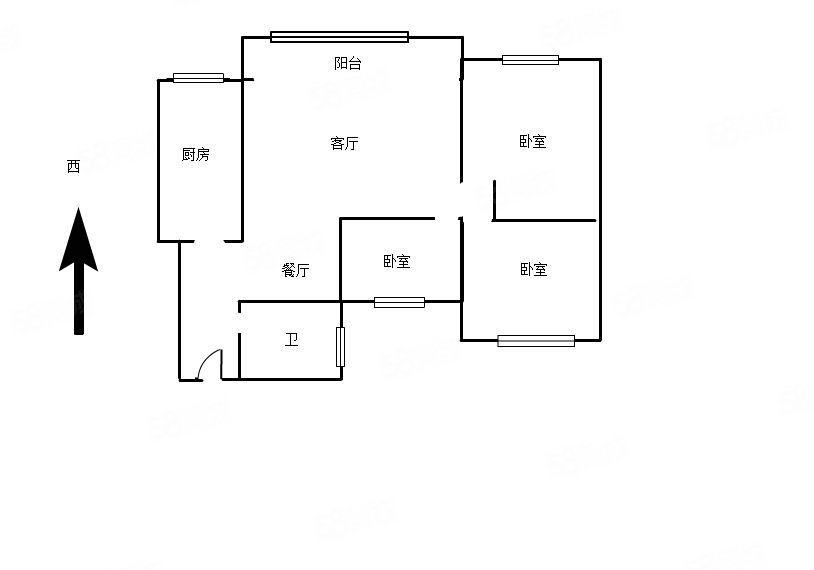 西城枫景3室2厅1卫102.71㎡南北89万