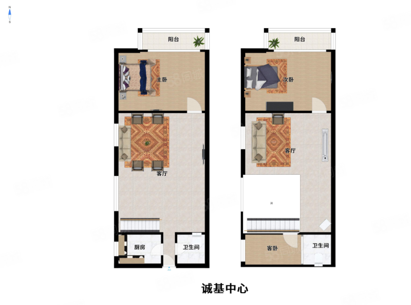 诚基中心国际公寓3室2厅2卫87.39㎡西北520万