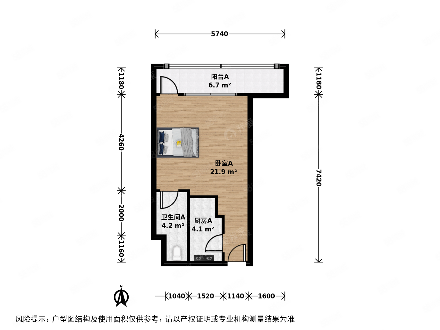 龍頭公寓1室0廳1衛(wèi)56.89㎡北210萬(wàn)