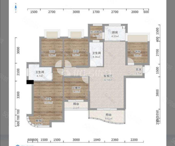 江山多娇(五期)4室2厅2卫136㎡南北160万