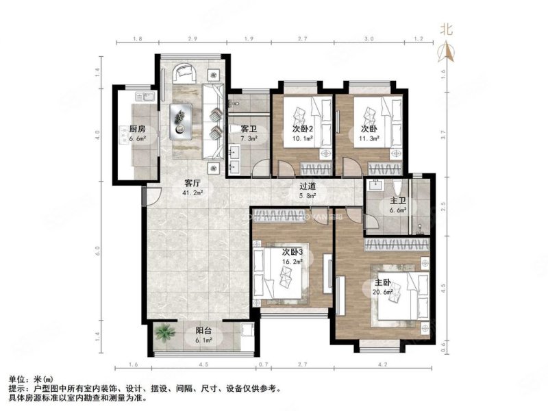 黄金时代4室2厅2卫148.5㎡南北260万