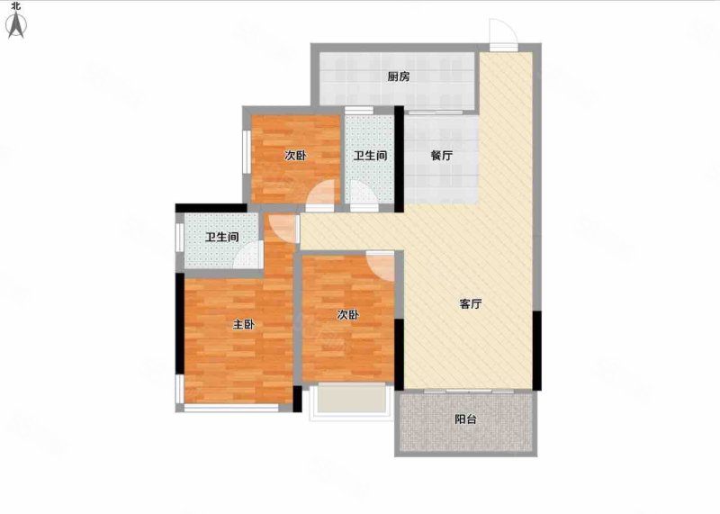 瀚林学府3室2厅2卫90㎡南北106万