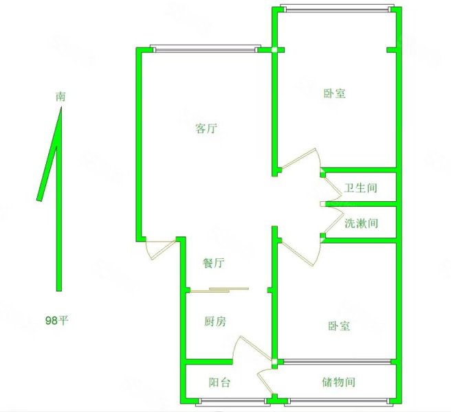 学府凯旋城2室2厅1卫109㎡南北45万