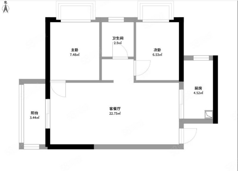 万科魅力之城2室2厅1卫63.55㎡南88万