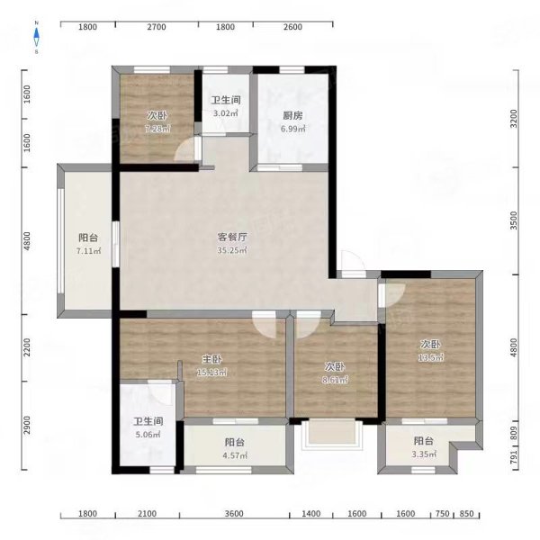 璧渝路185号小区4室2厅1卫128㎡南北36.8万