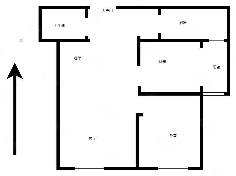 南湖新城2室2厅1卫72㎡南北36万