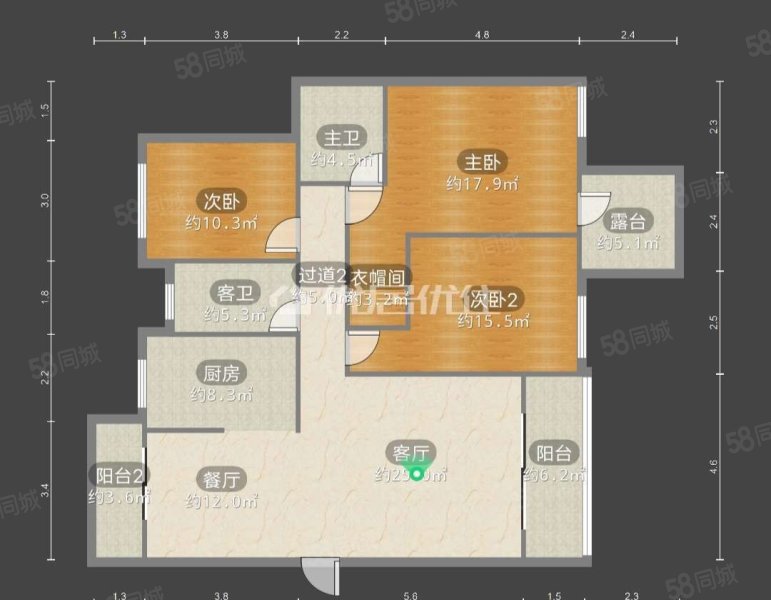 中铁逸都国际(F区)3室2厅2卫129.51㎡南北130万